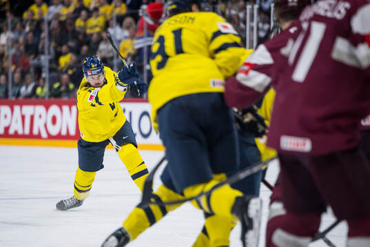 Adam Larsson of Sweden scores the 0-4 goal