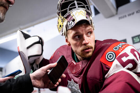 Goalkeeper Kristers Gudlevskis of Latvia