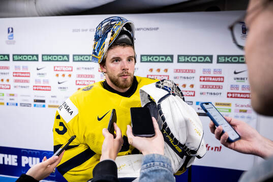 Goaltender Samuel Ersson of Sweden