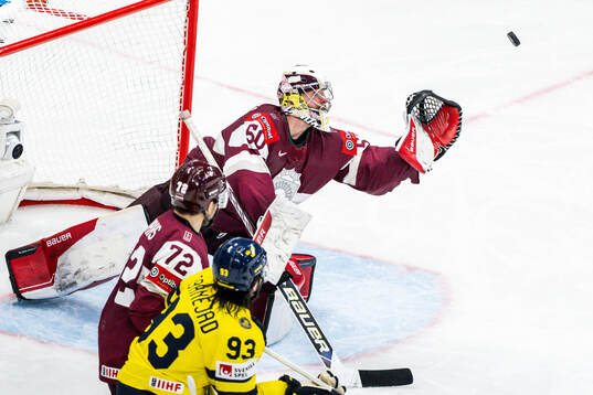 Goalkeeper Kristers Gudlevskis of Latvia