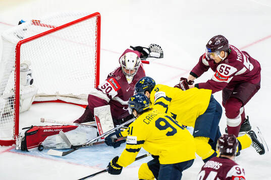 Goalkeeper Kristers Gudlevskis of Latvia