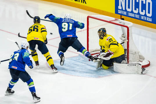 Zan Jezovsek of Slovenia against Erik Gustafsson and