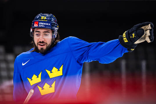 Mika Zibanejad of Sweden at a practice session