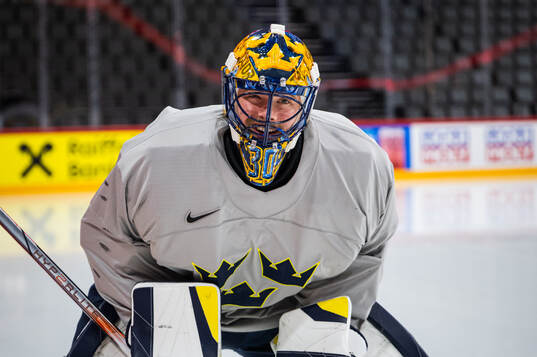 Goalkeeper Samuel Ersson of Sweden at a practice session