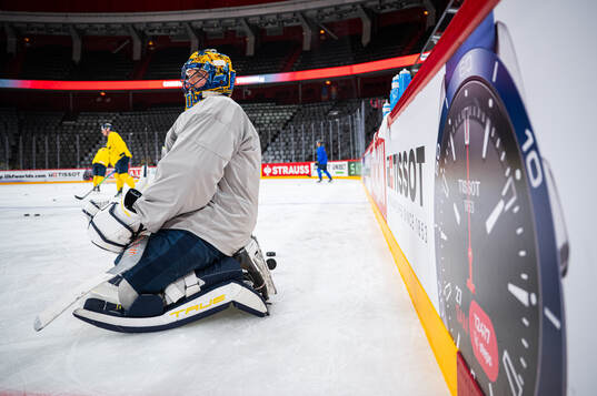 Goalkeeper Samuel Ersson of Sweden at a practice session