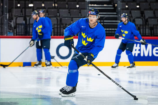 Jonas Brodin of Sweden at a practice session