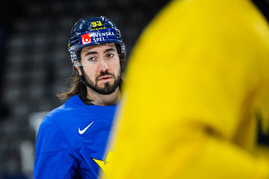 Mika Zibanejad of Sweden at a practice session