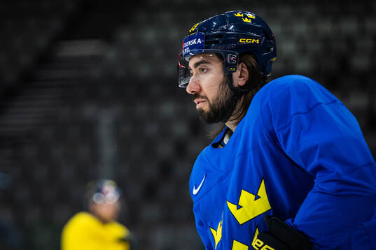 Mika Zibanejad of Sweden at a practice session