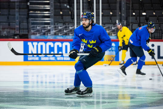 Mika Zibanejad of Sweden at a practice session