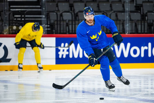 Adam Larsson of Sweden at a practice session
