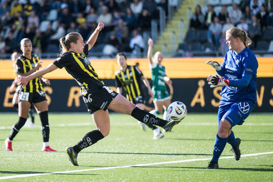 Häckens Alice Bergström och Alingsås målvakt Alexandra