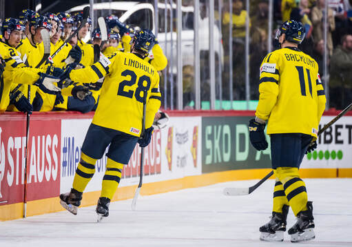 Elias Lindholm of Sweden celebrates