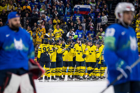 Players of Sweden celebrate
