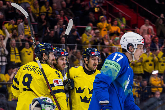 Filip Forsberg, Elias Lindholm and Mikael Backlund of