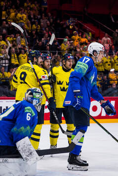 Filip Forsberg, Elias Lindholm and Mikael Backlund of