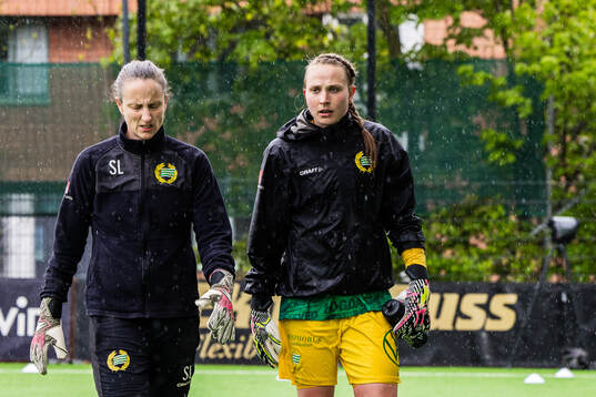 Hammarbys målvaktstränare Sofia Lundgren och målvakt