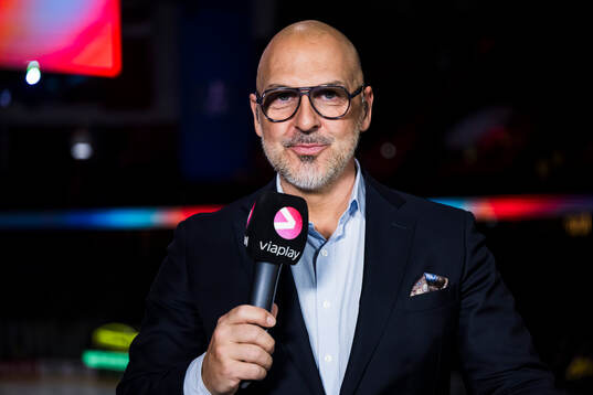 Erik Granqvist of Swedish broadcaster Viaplay poses for a