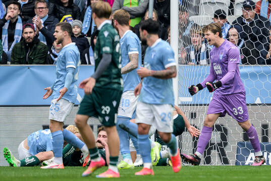 Malmö FFs målvakt Melker Ellborg jublar