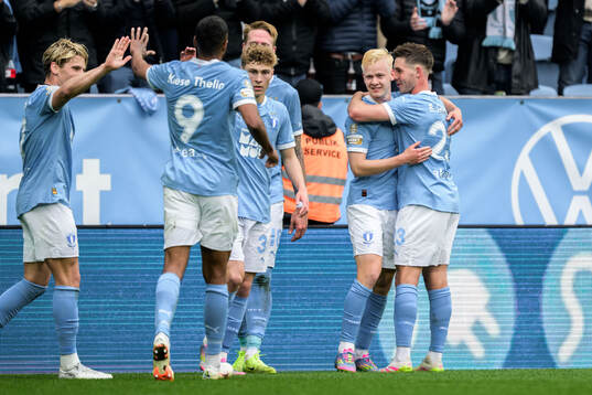 Malmö FFs Otto Rosengren och Lasse Berg Johnsen jublar