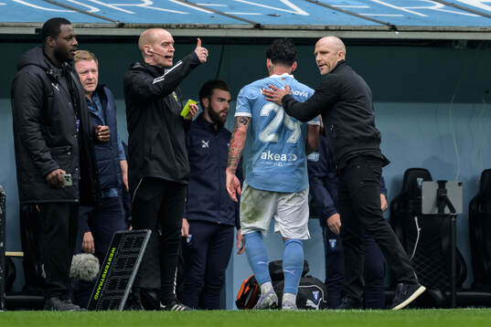 Malmö FFs Sead Haksabanovic och tränare Henrik Rydström