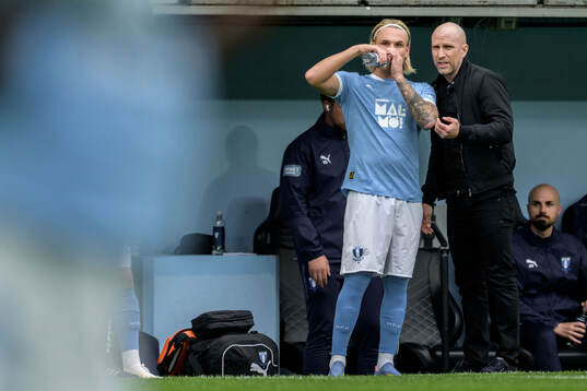 Malmö FFs Arnor Sigurdsson och tränare Henrik Rydström