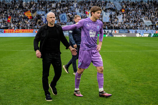 Malmö FFs tränare Henrik Rydström och målvakt Melker