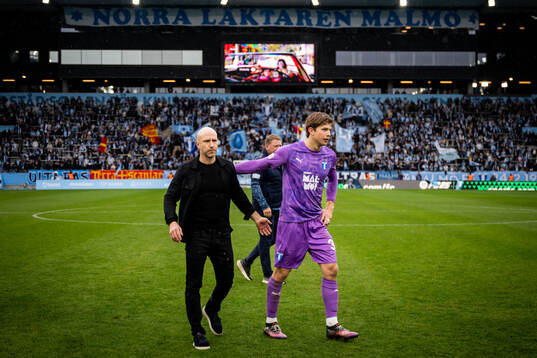 Malmö FFs tränare Henrik Rydström och målvakt Melker
