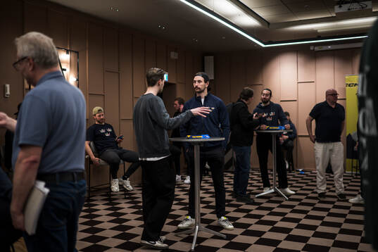 Filip Forsberg and Mika Zibanejad of Sweden at a press event