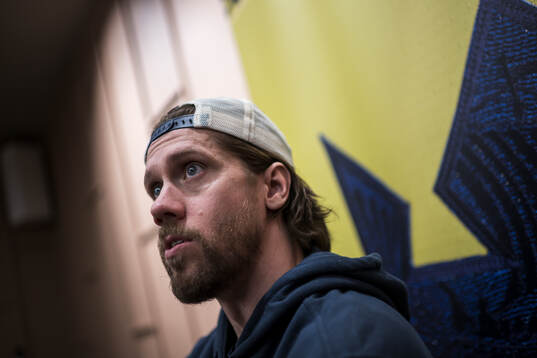 Goaltender Jacob Markström of Sweden at a press event