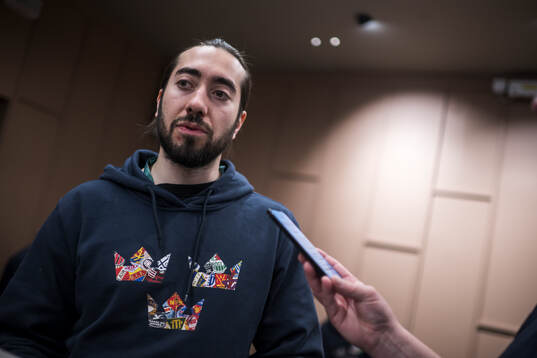 Mika Zibanejad of Sweden at a press event