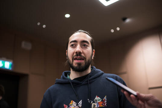 Mika Zibanejad of Sweden at a press event