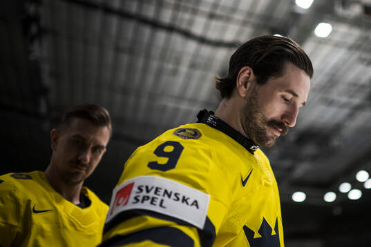 Mikael Backlund and Filip Forsberg of Sweden at the