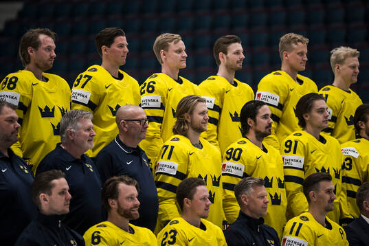 William Karlsson and Marcus Johansson of Sweden at the