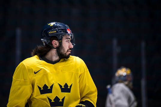 Mika Zibanejad of Sweden at a practice session