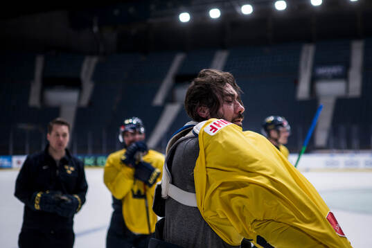 Mika Zibanejad of Sweden at a practice session