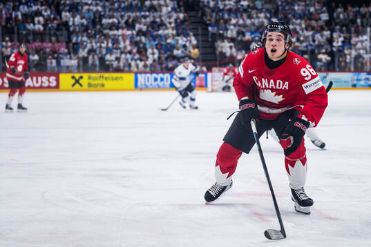 Macklin Celebrini of Canada