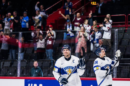 Mikko Lehtonen of Finland celebrates