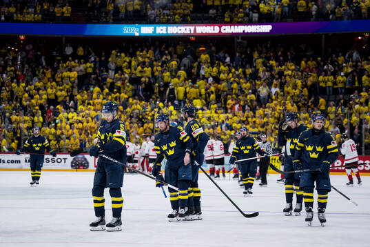 Emil Heineman, Rasmus Sandin and Marcus Pettersson of