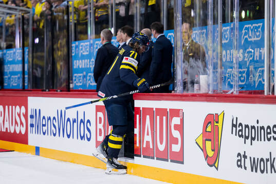 William Karlsson of Sweden in pain