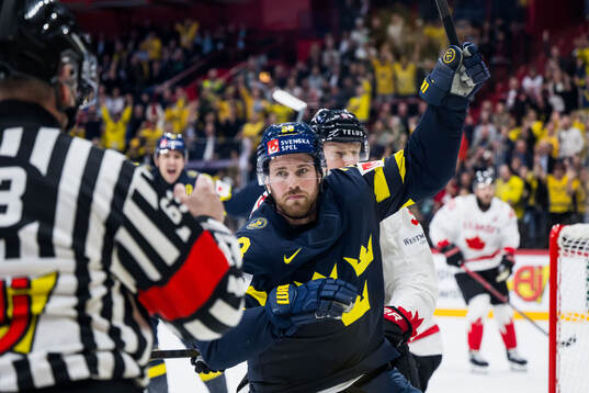 Elias Lindholm of Sweden celebrates