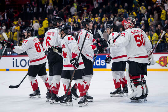 Jordan Binnington of Canada celebrates