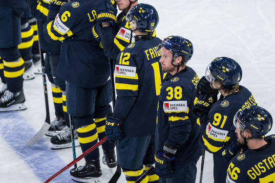 Rasmus Sandin of Sweden looks dejected