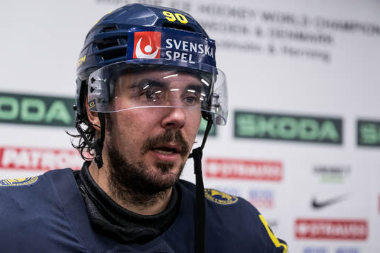 Marcus Johansson of Sweden in mixed zone