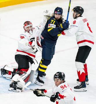 William Karlsson of Sweden against goaltender Jordan