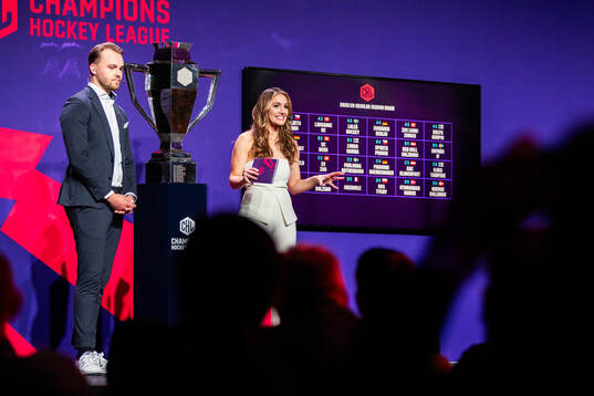 CHL sports coordinator Remo Elsinger and presenter Lindsay