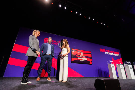 Carolina Klüft, Adam Keefe and presenter Lindsay Hamilton