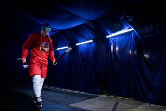 David Kampf of Czech Republic at a practice session