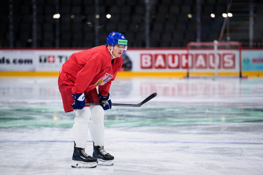 David Kampf of Czech Republic at a practice session