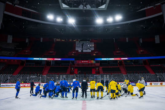 Players of Sweden at a practice session
