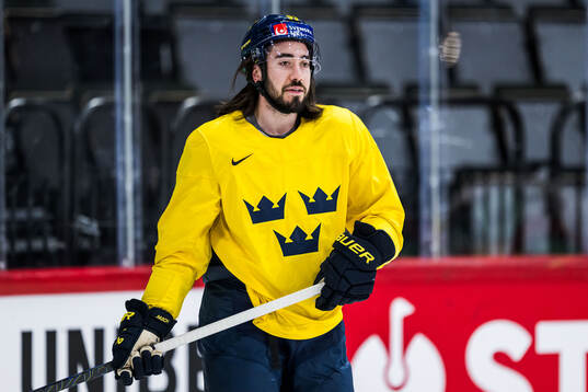 Mika Zibanejad of Sweden at a practice session
